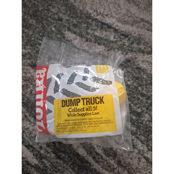 McDonald's Other - McDonalds Tonka Dump Truck Toy Vintage 90s Happy Meal Sealed Yellow Plastic 1992